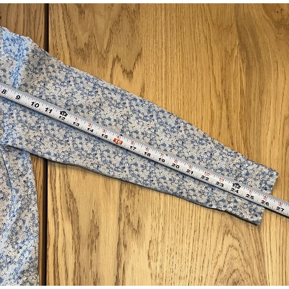 J.Crew Liberty Fabric Floral Blouse Womens XS Blue Cottagecore Pintuck Top - Picture 8 of 11